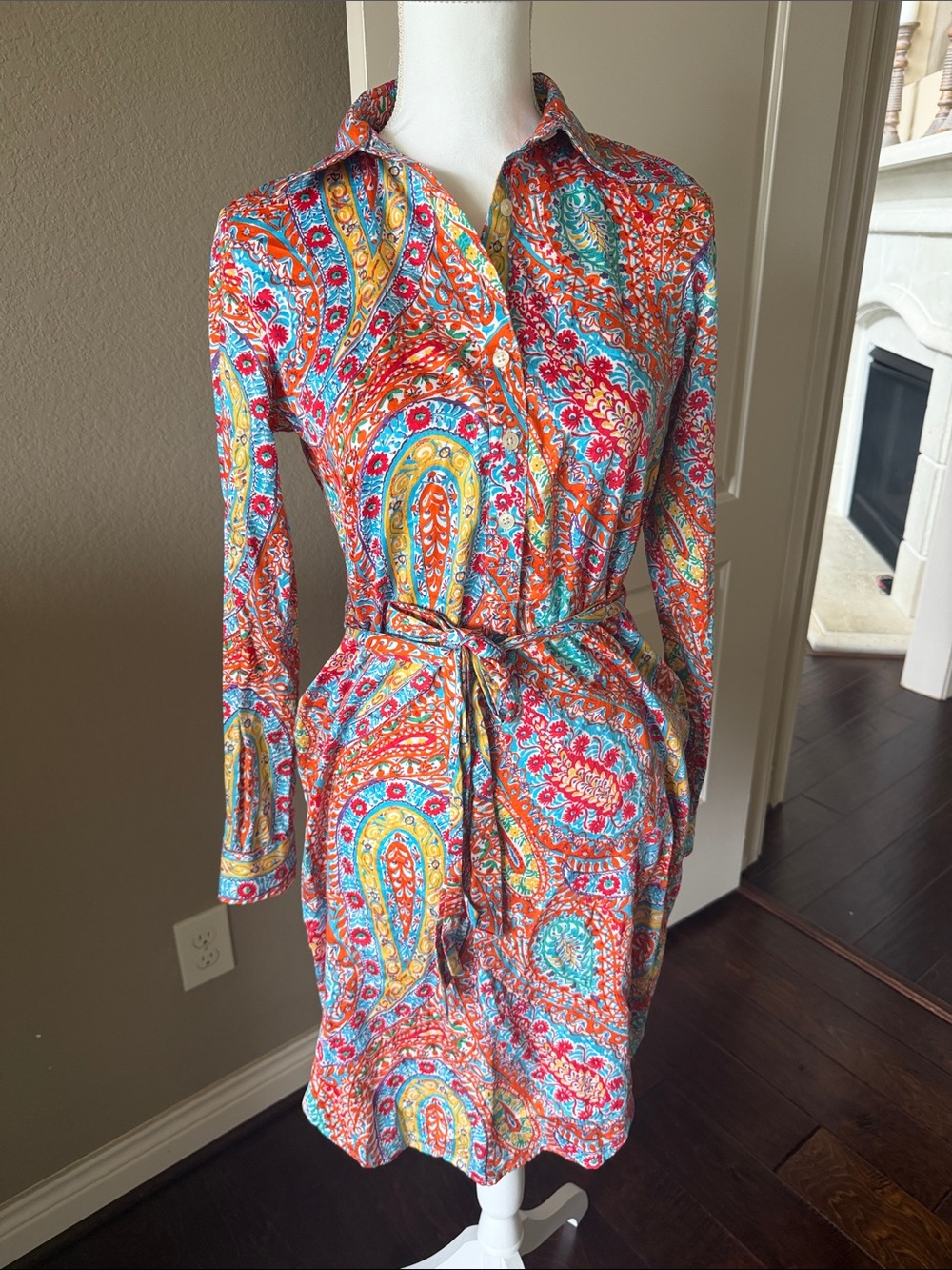 Lauren Ralph Lauren Multicolor Paisley Long-Sleeve Shirt Dress